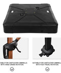 Heavy Duty Cantilever Umbrella Base Weatherproof PP Plastic 32.2 By 32.2 Inches Sand Fillable Up To 50 Percent Then About 220 Lbs, top view with rotation options visible