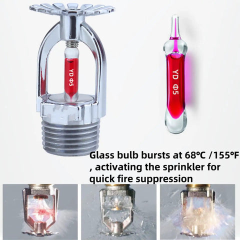 Eight Pack Heavy Duty Fire Sprinkler Heads 3 4 Inch Dn20 Solid Brass Chrome Plated 68 Degree Automatic Heat Trigger close up