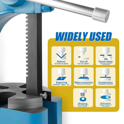 Real Deal Heavy Duty Cast Iron Manual Arbor Press Delivering Legit 3 Ton Force And Spacious 12 Inch Clearance close-up view with usage icons