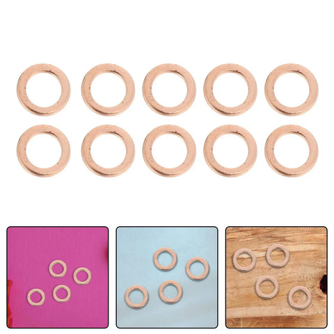 40 Pcs Copper Crush Sealing Washers Kit 0.4 Inch Flat Copper Gaskets displayed on various backgrounds
