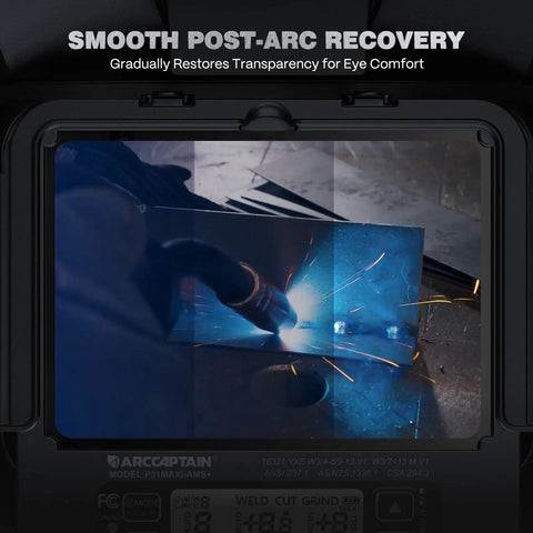 Welding view through Pro Grade Auto Shade Welding Helmet With Large 4.6 By 3.2 Inch Viewing Screen Internal Display True Color