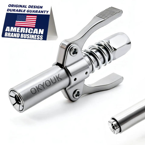 High Pressure Grease Gun Coupler For 10,000 PSI Systems, Leak Resistant One Eighth Inch NPT Thread Fitting, close-up view