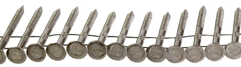 15 Gauge Wire Coil Roofing Nails with full round head and annular ring shank for OSB or plywood roof decks, 1-3/4 in, Type 304 stainless steel.