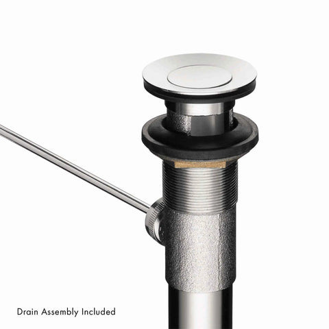 Focus Modern Upgrade 1-Handle 7-Inch Tall Bathroom Sink Faucet In Chrome, showing drain assembly detail with single hole mount.