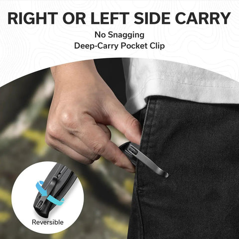 Premium Flipper Folding Pocket Knife Featuring A Razor Sharp 3.4 Inch 14C28N Swedish Steel Blade Crafted With A Sleek Machine Milled Handle for right or left side carry.