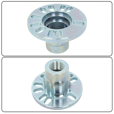 10 Ton Hydraulic Wheel Hub And Drive Shaft Puller Kit For 4 And 5 Stud Car Rides showing metal bearing hub with threaded center.