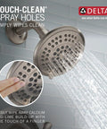 Lahara 17 Series Dual Function Shower Trim Kit With 5 Spray Touch Clean Shower Head Stainless Finish T17238-SS Valve Not Included