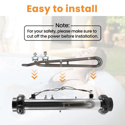 Installation view of 5.5 kW 240V Hot Tub Heater Element Replacement Go To Universal Flo Thru Compatible With Balboa Gecko Spa Builders