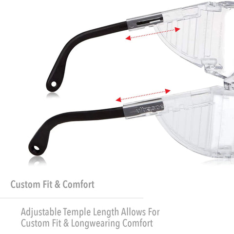 Ultra-Spec 2000 Visitor Safety Glasses adjustable temple feature for custom fit, ANSI Z87.1 Plus 2015 CSA Z94.3 compliant