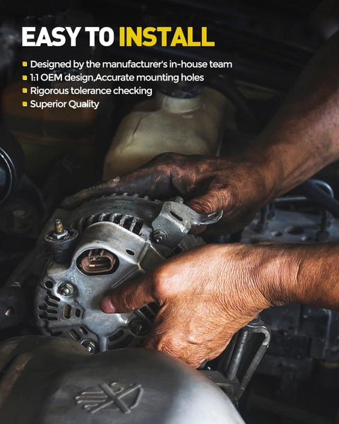 Mechanic installing alternator replacement for Subaru Outback 2000-2004, Forester 2003-2005, Legacy 2000-2004, Baja 2003-2006, Impreza 2005