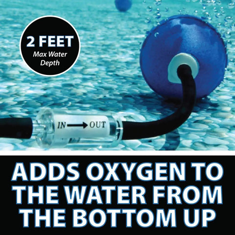 PondAir 2 Complete Aeration Kit For Ponds Up To 1000 Gallons with submersible air stone and tubing underwater.