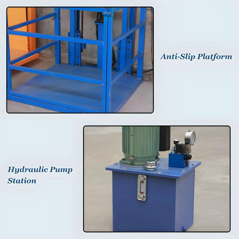 Heavy Duty Electric Hydraulic Lift Platform Table With 2000 Lbs Capacity showing anti-slip platform and hydraulic pump station.
