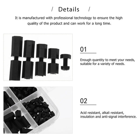 180 Pcs Nylon Screw Nut Kit With Hex Nylon Spacers And Standoffs, Industrial Fastener Assortment in tray