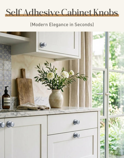 Hella Sleek Grey Aluminum Self Adhesive Drawer Pulls Stick On Cabinet Knobs For Kitchen Bathroom Vanity 8 Piece Set on cabinets.