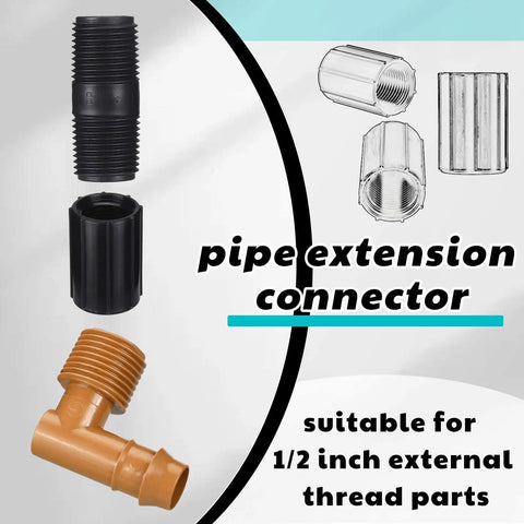 5 Pack 1/2 Inch PVC Double Female Threaded Couplings For Sprinkler Extension Riser Pipe Fittings Garden Drip Irrigation System NPT Coupler Easy Install DIY Yard Sprinkler Riser Accessories shown with connector types and threading details