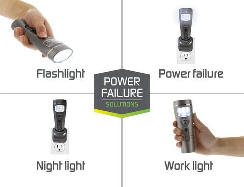 4-In-1 Eco-I-Lite Rechargeable Emergency Flashlight Night Light Power Failure Light And Work Light With Induction Charging Base