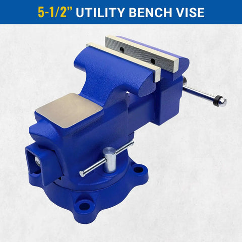 Beefy 455 Combination Vise With 5.5 Inch Jaw, Heavy Duty Pipe And Bench Clamp, Swivel Base, Cast Iron, Blue Finish
