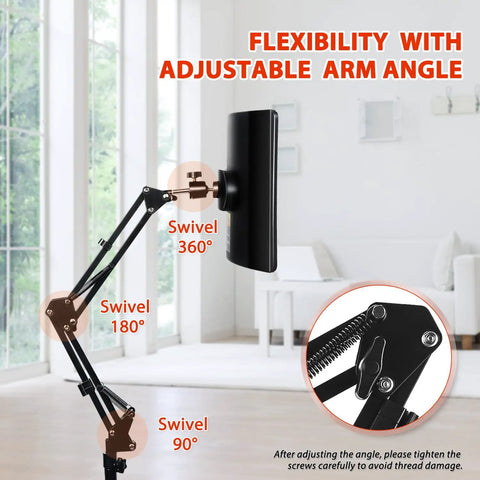 Game Changer Red Light Therapy Lamp With Adjustable Stand with flexible arm for optimal positioning in a bright room.
