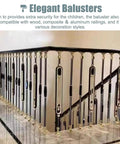 Heavy Duty Cuttable Aluminum Balusters Featuring Adjustable Angles And Tough Base Plates Decorative Oval Stair Spindles For Deck Balcony Railings 10 Pack Snap Fit Setup in a modern interior railing setup.