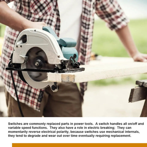 Straight Up Premium Quality Replacement Trigger Switch Built Tough For Reliable Cuts And Simple Hookups Compatible With Circular Saw Models HD5525 HD5550 HD5575 while in use cutting wood.