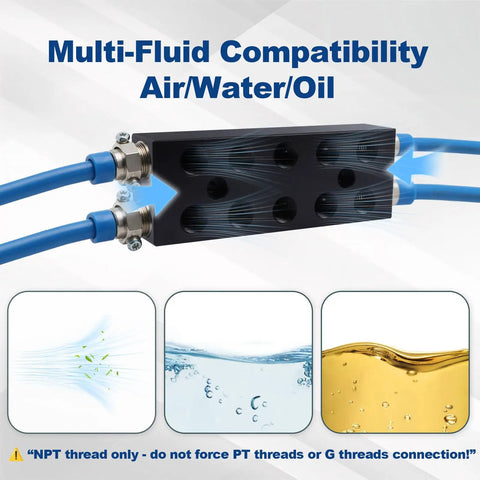 Image of Multi Port Pneumatic Manifold For Air Water And Oil Distribution Inline Block with dual-row 7-port configuration.