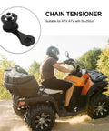 Upgrade Your Ride With This Heavy Duty Chain Tensioner Pulley Kit For Mini Bikes And Atvs From 50 To 250cc Ensure Smooth Shifting Durable Transmission Setup For Dirt Motorbikes And Quads Without No Major Hassle. black steel ATV chain tensioner pulley on orange quad