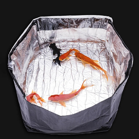 Heavy Duty Self Adhesive Roofing Felt And Heat Reflective Aluminum Foil Tape For DIY Shed Gutter Repair and Weatherproof sealing membrane in a reflective pool with koi fish.
