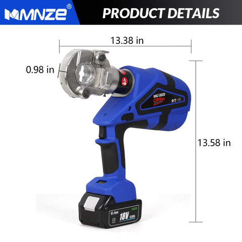 Straight Up Electric Hydraulic Cable Lug Crimper Pliers with smooth copper motor and ergonomic grip for heavy-duty use.