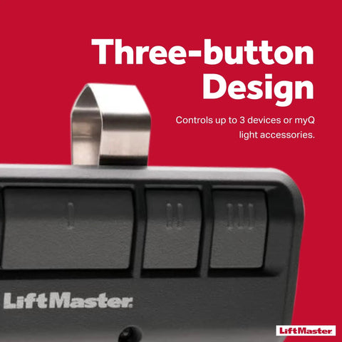 3-Button Garage Door And Gate Remote With Visor Clip, Multi-Opener Control For Up To 3 Openers, Security Plus 2 Point 0 Secure Coding