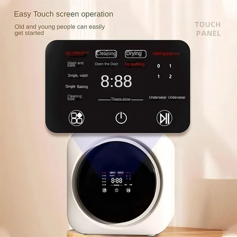 Ditch The Laundromat Compact 2 In 1 Washer And Dryer With Lcd Display touch control panel showing cleaning and drying options.