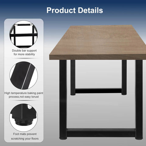 Industrial Modern Metal Table Legs DIY Black Heavy Duty Supports For Desks And Tables With Powder Coated Finish with detail