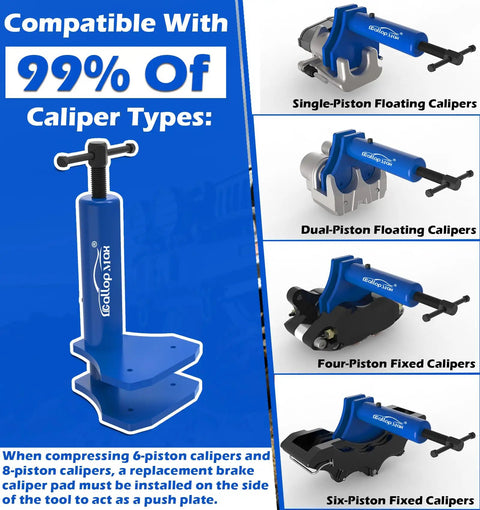 Beefy Pro Grade Multi Piston Brake Caliper Compression Tool showcasing compatibility with single to six-piston calipers