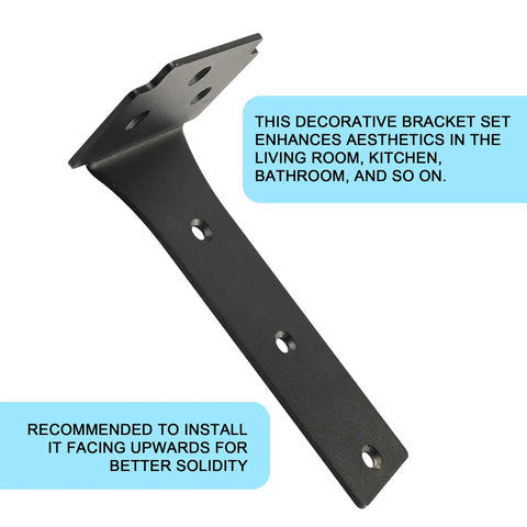 Heavy Duty 6 Inch Floating Shelf Brackets Two Pack Of Bombproof Stainless Steel L Mounts with upward installation recommendation.