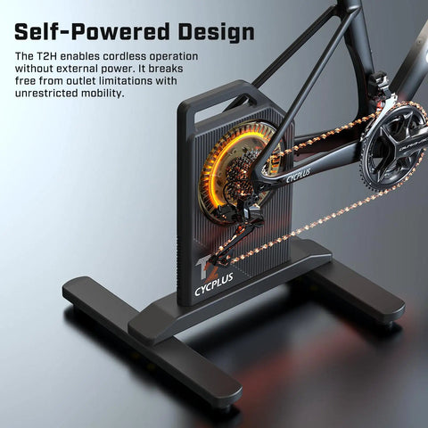 High-Power Indoor Bike Trainer With 2200W Brushless Motor, 20% Gradient Simulator in use with self-powered design