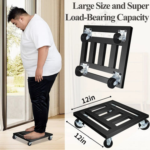 Badass Heavy Duty Plant Caddy With Wheels, 12 Inch Rolling Plant Stand under load, showing sturdy base and smooth glide casters for ease.