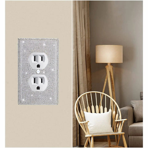 Room with Shiny Silver Rhinestones Wall Plate Cover for Light Switch and Outlet 1 Gang Toggle Decor Dope Sparkle Upgrades Your Home Office