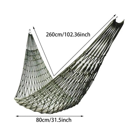 Go To Outdoor Mesh Hammock With Nylon Rope, Single Size For Camping And Backyard Chill, breathable design, 260cm length