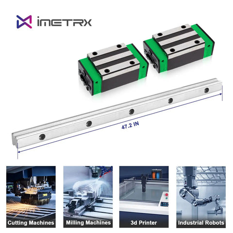 HGR20 Linear Guide Rail Kit With 2 Rails 1200mm And 4 HGH20CA Blocks: 47.2 in rail, steel CNC and 3D printer motion parts