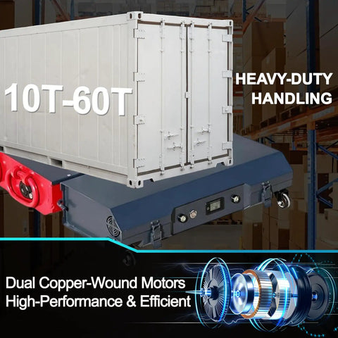 Heavy Duty Electric Machinery Skate That Lets You Glide Heavy Equipment With Ease, featuring dual copper-wound motors.