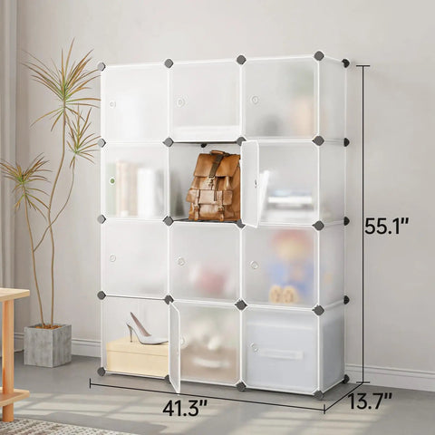 12 Cube Storage Organizer With Door And Metal Mesh Boss Level Capacity For Books Toys And Clothes White 14x14 Inch ideal for home