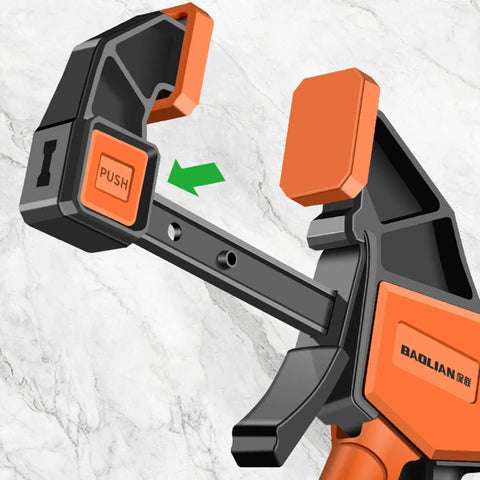 Heavy Duty Woodworking Bar Clamps With Quick Release, Steel Construction, close-up of quick-release mechanism