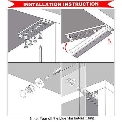 Installation instructions for Rock Solid 20 Pack Magnetic Push Latches, showing step-by-step setup process and components.