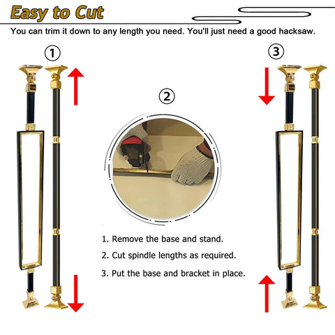 Instructions for cutting Built Heavy Adjustable Black Aluminum Stair Railing Spindles And Deck Balusters for custom lengths.