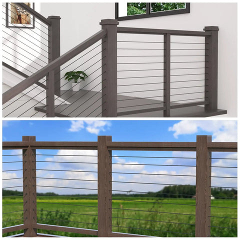 100 Pack Black One Eighth Inch Cable Railing Protector Sleeves Heavy Duty For Wood Posts T316 Stainless Steel Deck