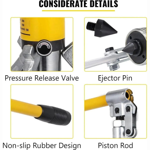 Heavy Duty 15 Ton Hydraulic Wheel Bearing Puller With Adjustable Three Jaw Grips showing pressure release valve and non-slip rubber handle.