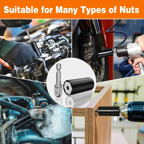 Ultimate Universal Socket Set With Power Drill Adapter Gift For Men Who Have Everything in use on various tools and nuts