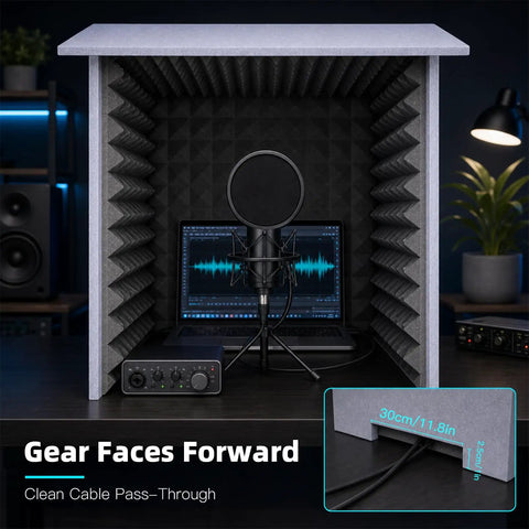 Zero Bull Foldable Soundproof Box Portable Vocal Booth For Home Studio Recording That Cuts Room Echo Dead And Serves Straight Up Crisp Audio With Quick Pop Up Desk Setup Wherever You Roll, featuring microphone and audio interface inside.