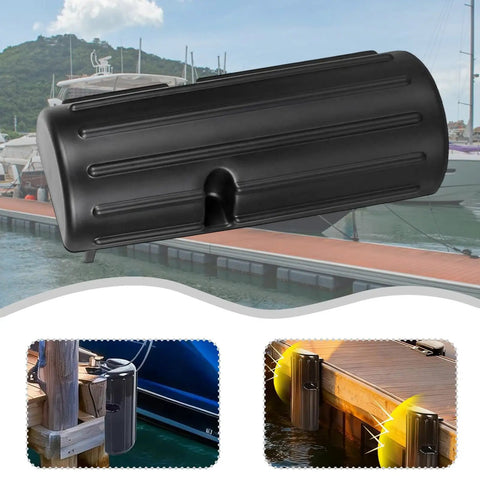 Inflatable PVC dock fender guard for boats shown installed on dockside, anti-collision shield, durable 4mm thick PVC