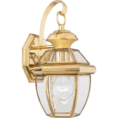 Newbury Outdoor Wall Lantern 12 Inch 1 Light Polished Brass Sconce With Clear Beveled Glass French Country Exterior Light