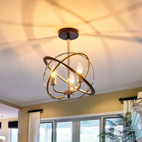 Three Light Farmhouse Dope Vintage Chandelier With Industrial Chrome Matte Finish in modern living room ceiling light fixture.